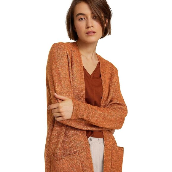 Urban Outfitters Burnt Orange Open Front Ribbed Knit Cardigan Sweater Jumper - Picture 1 of 14